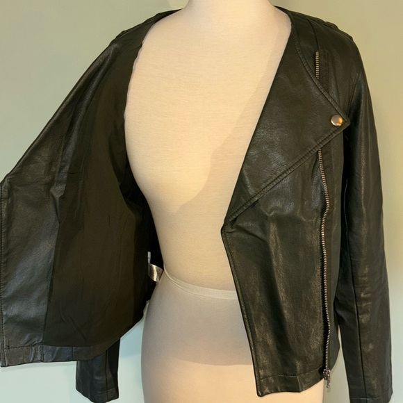 LOFT deep olive green faux leather jacket women’s size 0 - Picture 9 of 11